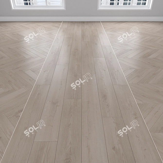 Oak Parquet Flooring Set 3D model image 1