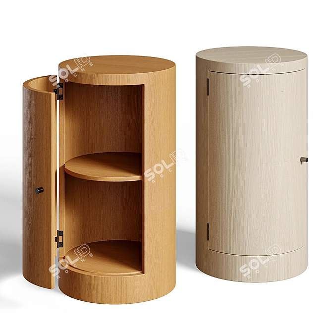 Iroko Wood Nightstands Set 3D model image 1