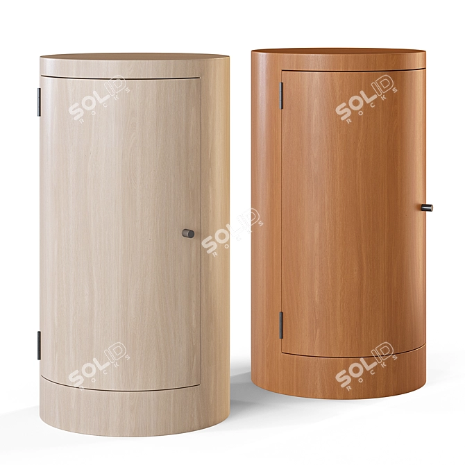 Iroko Wood Nightstands Set 3D model image 6