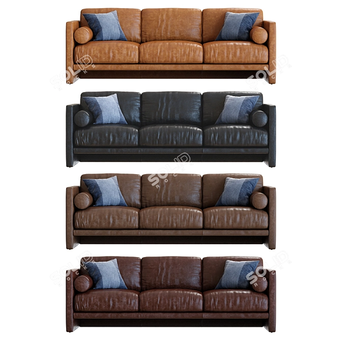 Aviator Leather Sofa 3D Model 3D model image 2