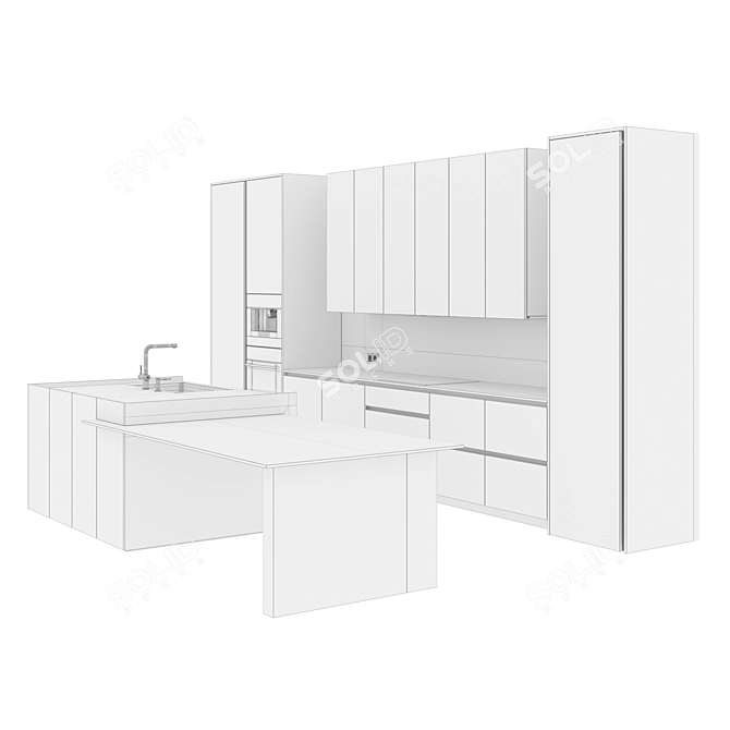 Modern Kitchen Island Set 45 3D model image 7