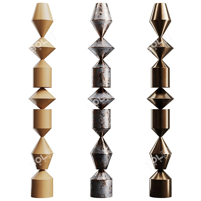 Modern Metal, Gypsum & Wood Totem 3D model image 1