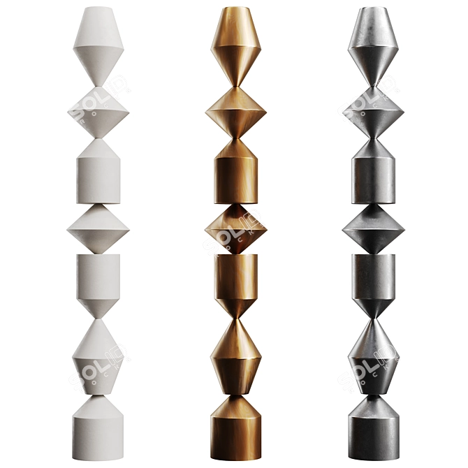 Modern Metal, Gypsum & Wood Totem 3D model image 2