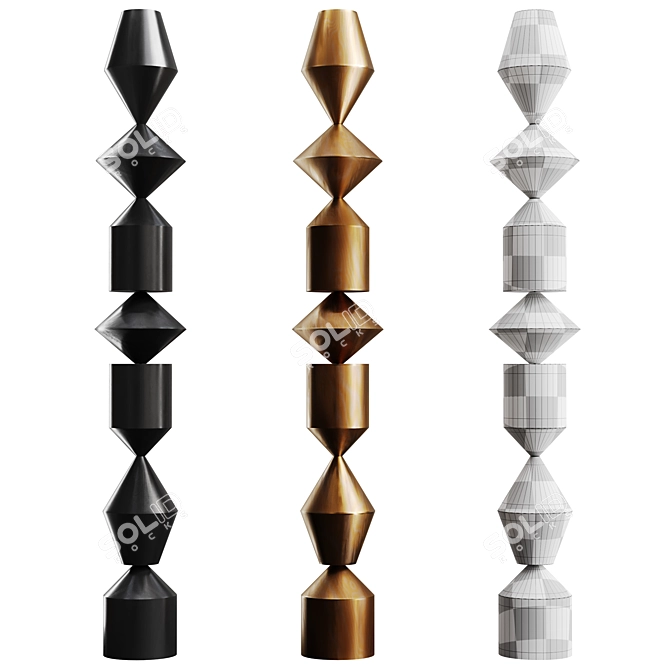 Modern Metal, Gypsum & Wood Totem 3D model image 3
