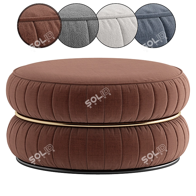 Two-Tone Fabric & Metal Pouf 3D model image 1
