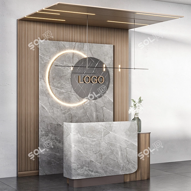 Modern Reception Desk Design Pack 3D model image 4