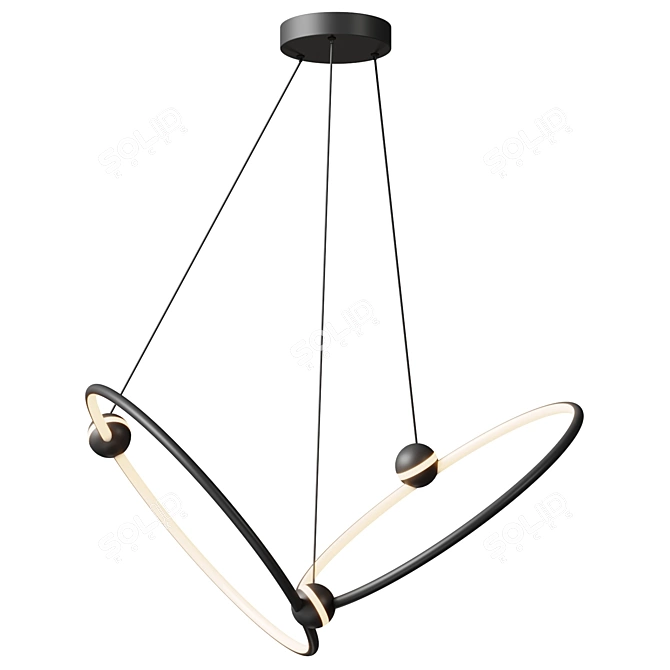 Futuristic Orbital Ring Chandelier 3D model image 1