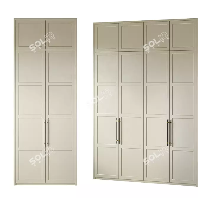 Art Deco Green Metal Wardrobe 3D model image 2