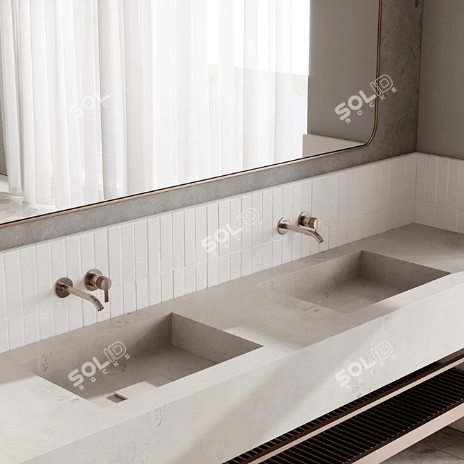 Minimalist Bathroom Set with Mirror 3D model image 3