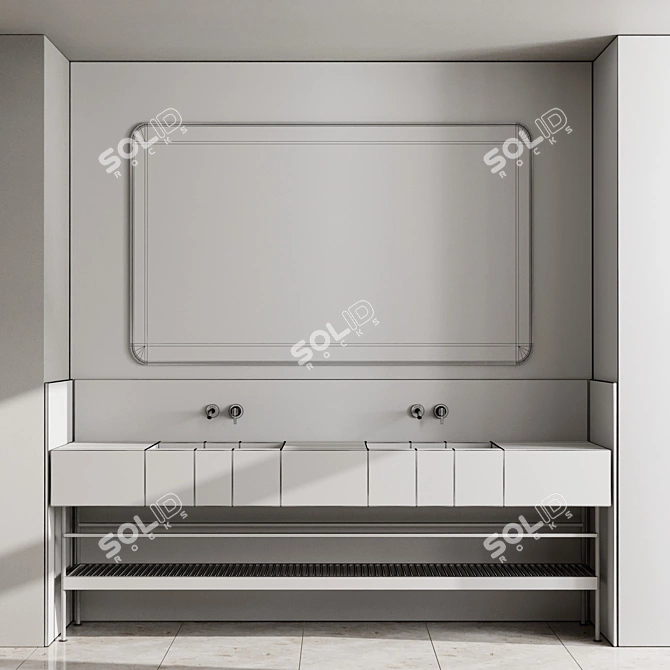 Minimalist Bathroom Set with Mirror 3D model image 6