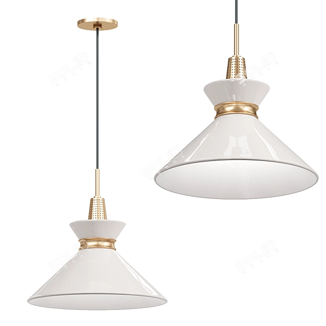 Modern Aged Brass Pendant Light 3D model image 5