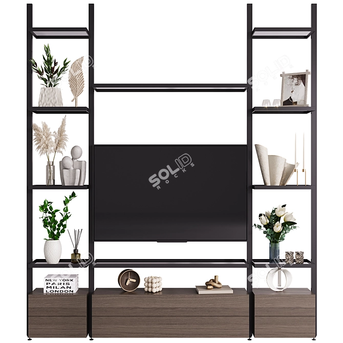 Modern Swivel TV Wall Unit 3D model image 1