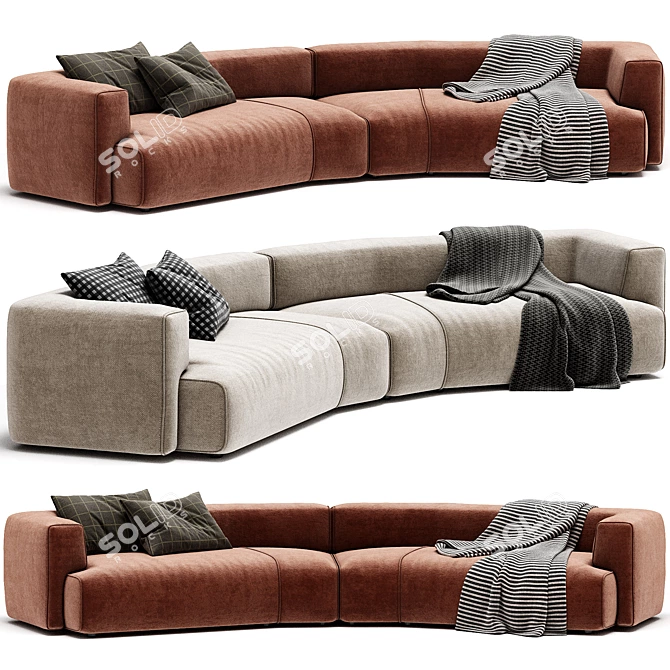  DUO MAXI Cotton Curved Sofa 3D model image 1