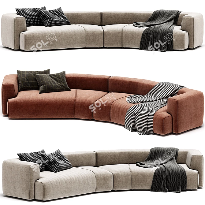  DUO MAXI Cotton Curved Sofa 3D model image 2