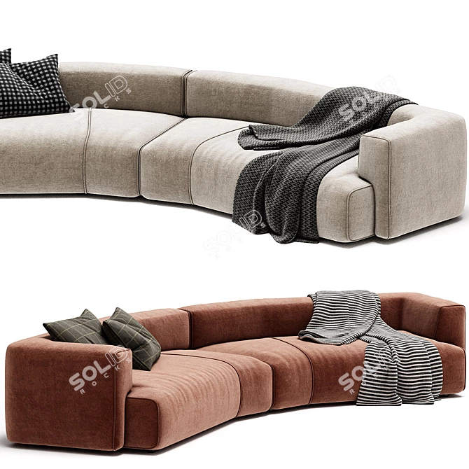  DUO MAXI Cotton Curved Sofa 3D model image 3