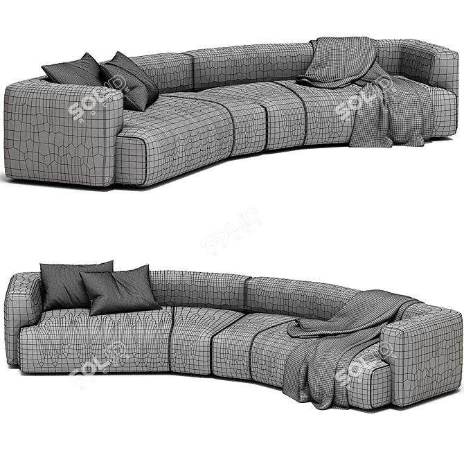  DUO MAXI Cotton Curved Sofa 3D model image 4