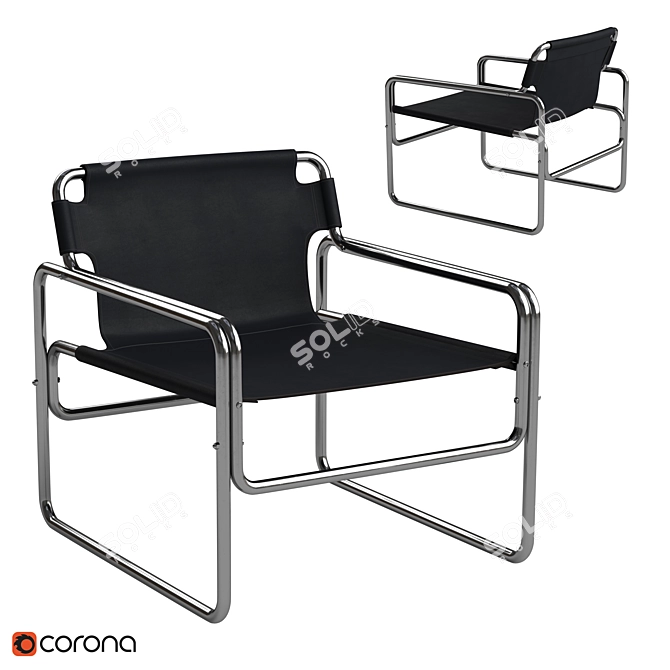 Ergonomic Leather Lounge Chair 3D model image 1