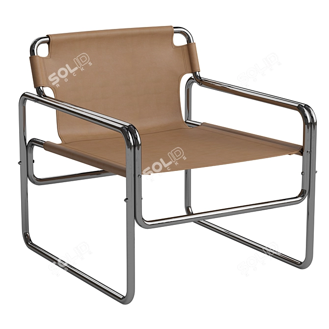 Ergonomic Leather Lounge Chair 3D model image 2