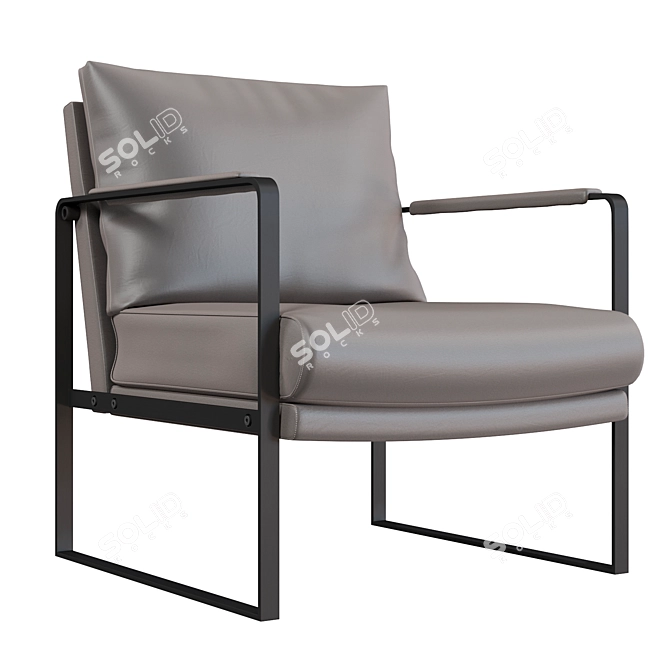 Nappa Premium Grey Lounge Chair 3D model image 1