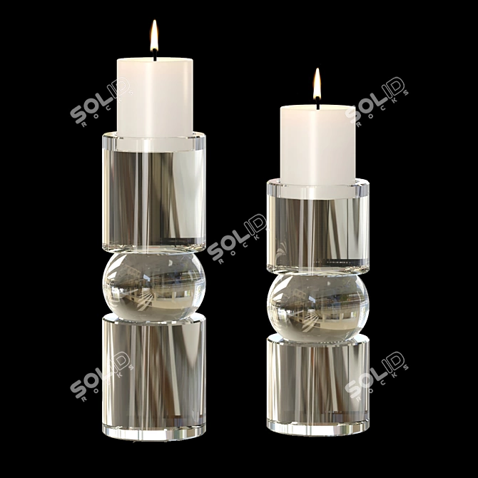 Crystal Glass Candle Holder Collection 3D model image 2