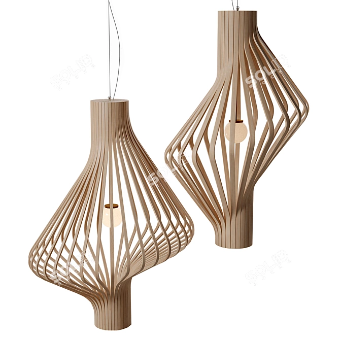 Modern Spiraling Pendant Light 3D model image 1