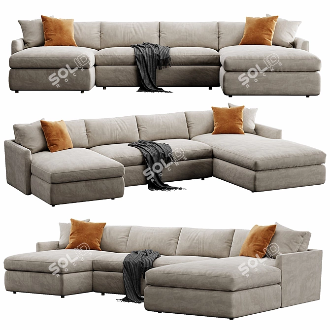 Versatile 3-Piece U-Shaped Sectional 3D model image 3