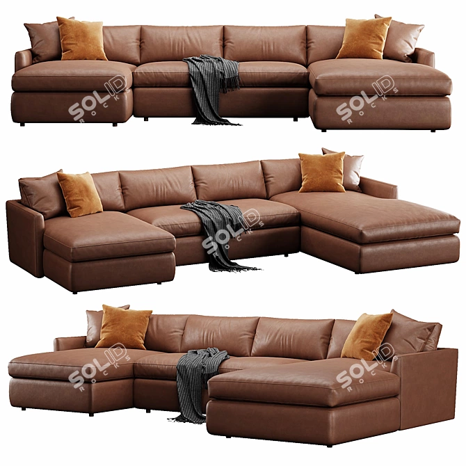 Versatile 3-Piece U-Shaped Sectional 3D model image 4