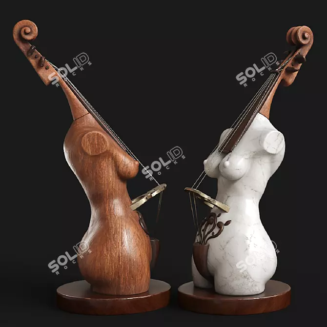 Musical Goddess Sculpture 3D model image 3