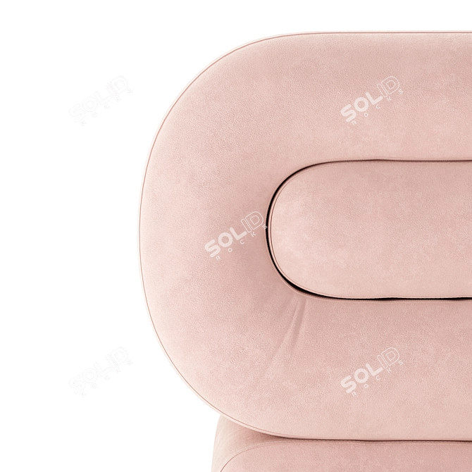 Luxurious Velvet Footstool Ottoman 3D model image 4