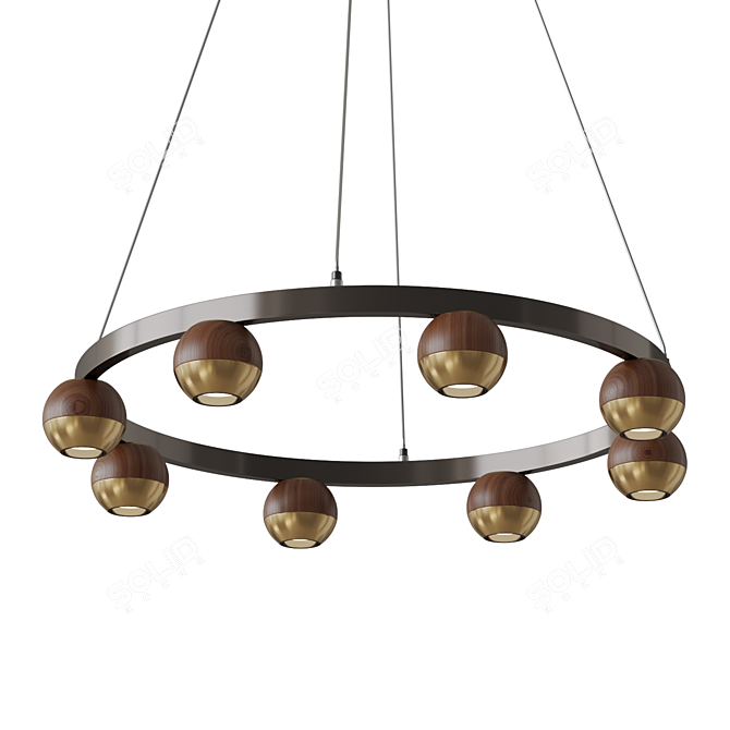 Modern Metal and Wood Pendant Light 3D model image 1
