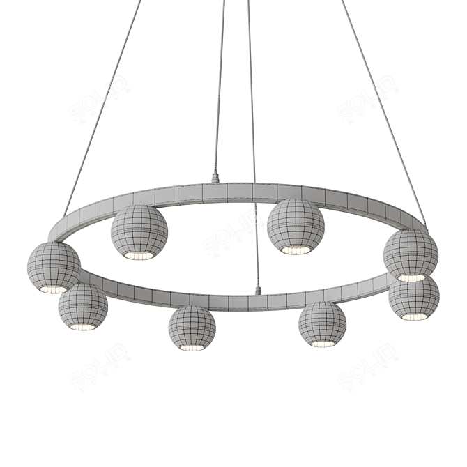 Modern Metal and Wood Pendant Light 3D model image 3
