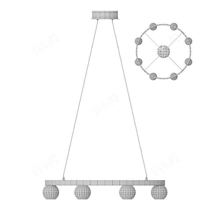 Modern Metal and Wood Pendant Light 3D model image 4