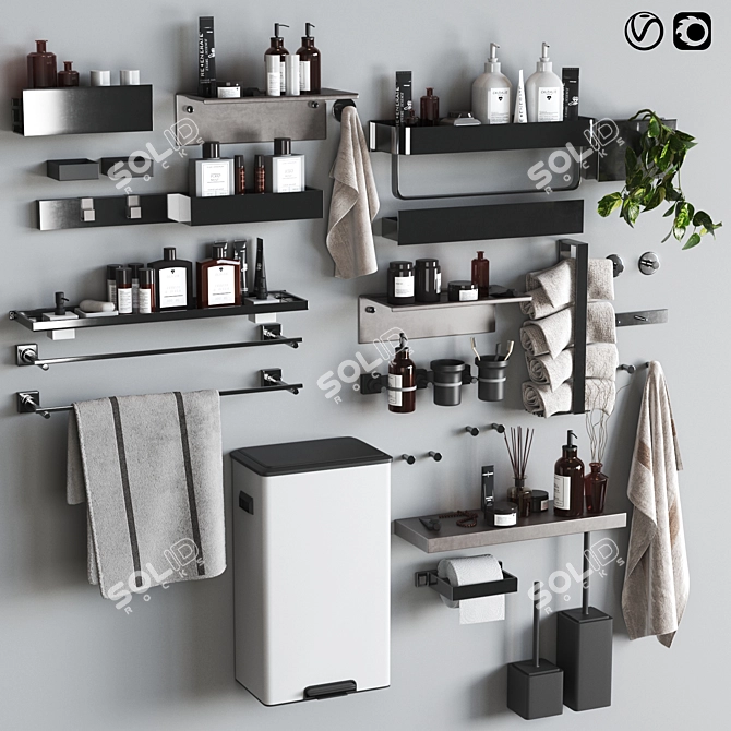 Modern Bathroom Accessories Set 2017 3D model image 1