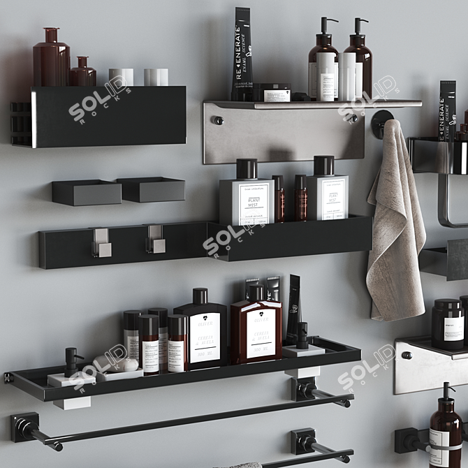 Modern Bathroom Accessories Set 2017 3D model image 2