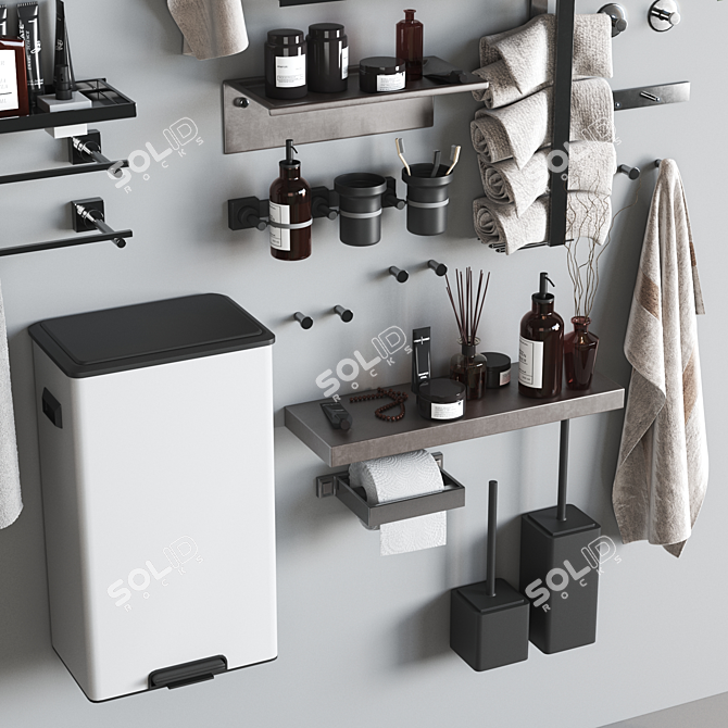 Modern Bathroom Accessories Set 2017 3D model image 3