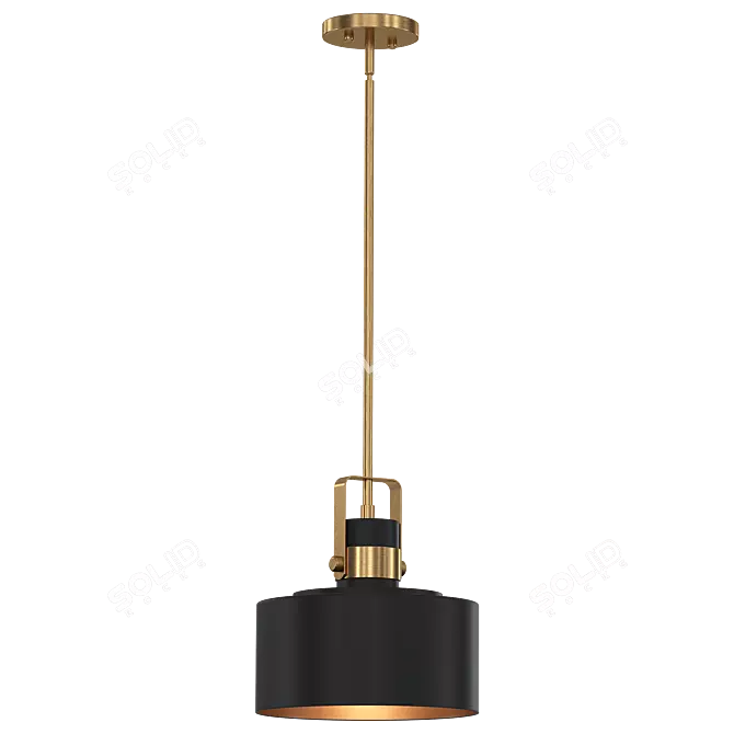 Courtney Soft Gold Black Pendant 3D model image 2