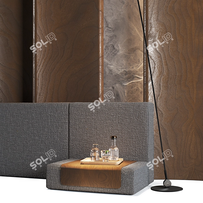  Stone Bed Headboard with Lights 3D model image 3