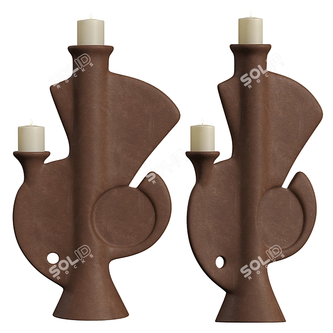 Ceramic Candle Holders Collection 3D model image 1