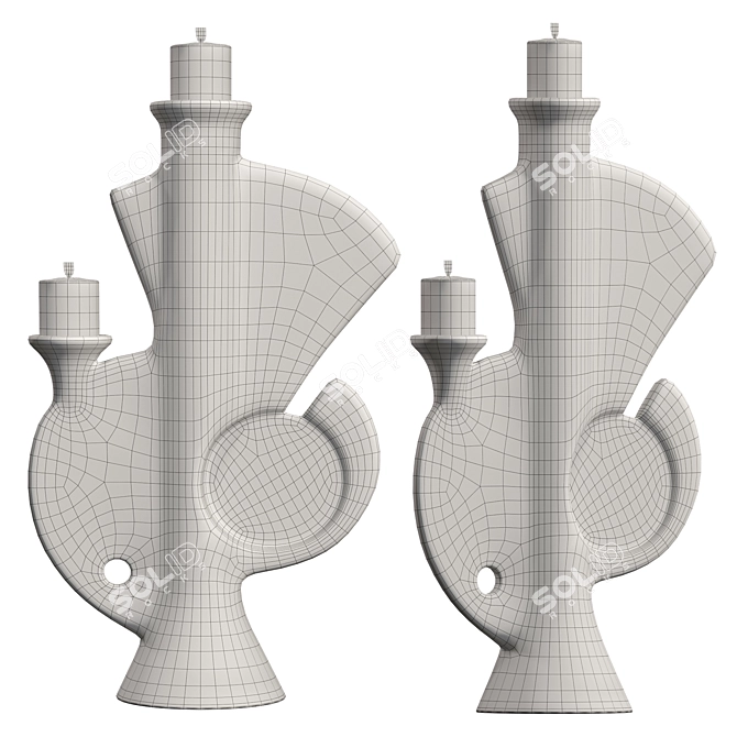 Ceramic Candle Holders Collection 3D model image 2