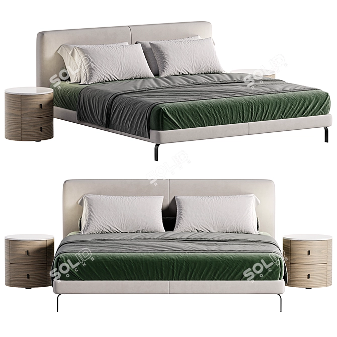  Harlow Faux Leather Bed 3D model image 5