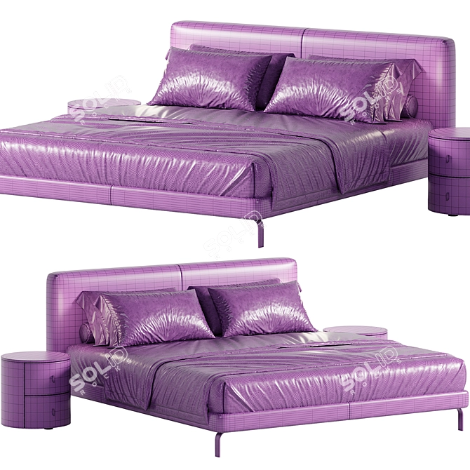  Harlow Faux Leather Bed 3D model image 7