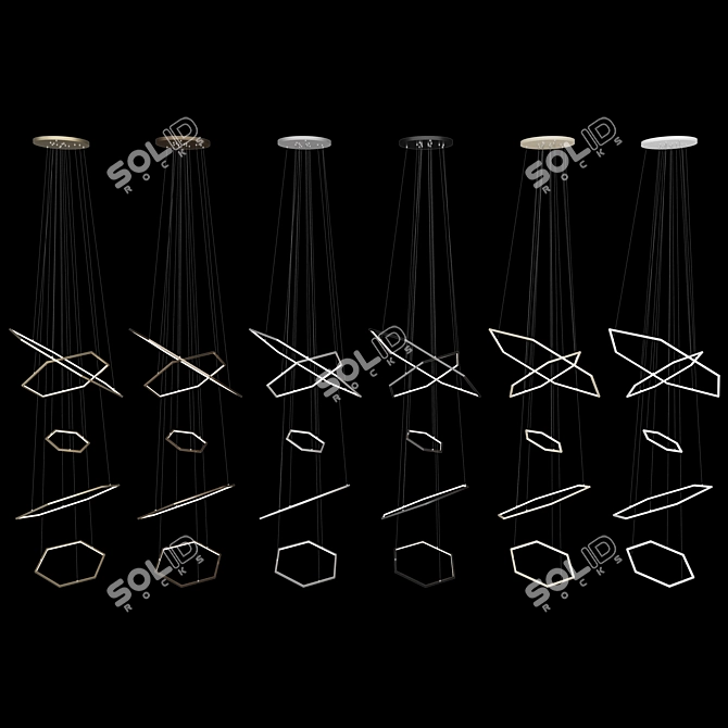Hex LED Chandelier: Modern Interior Accent 3D model image 2