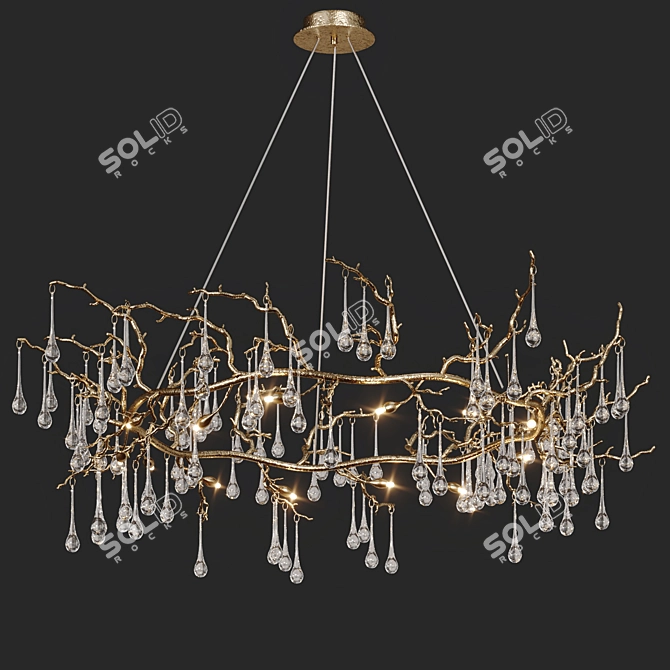 Modern Brass Crystal Chandelier 3D model image 1