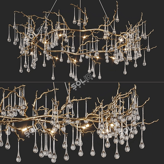 Modern Brass Crystal Chandelier 3D model image 2