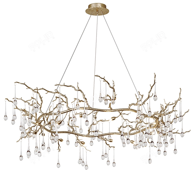 Modern Brass Crystal Chandelier 3D model image 4