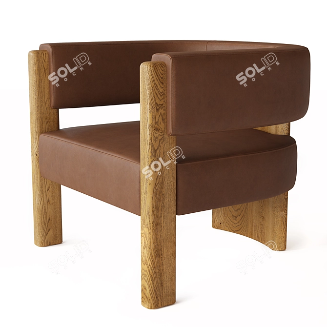 Elegant RH Lido Leather Chair 3D model image 5