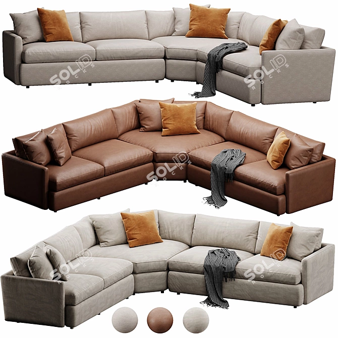 Versatile Velvet Lounge Sofa 3D model image 1