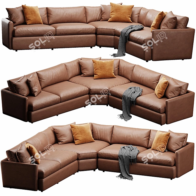 Versatile Velvet Lounge Sofa 3D model image 2