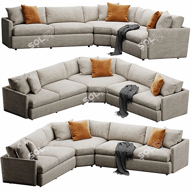 Versatile Velvet Lounge Sofa 3D model image 3