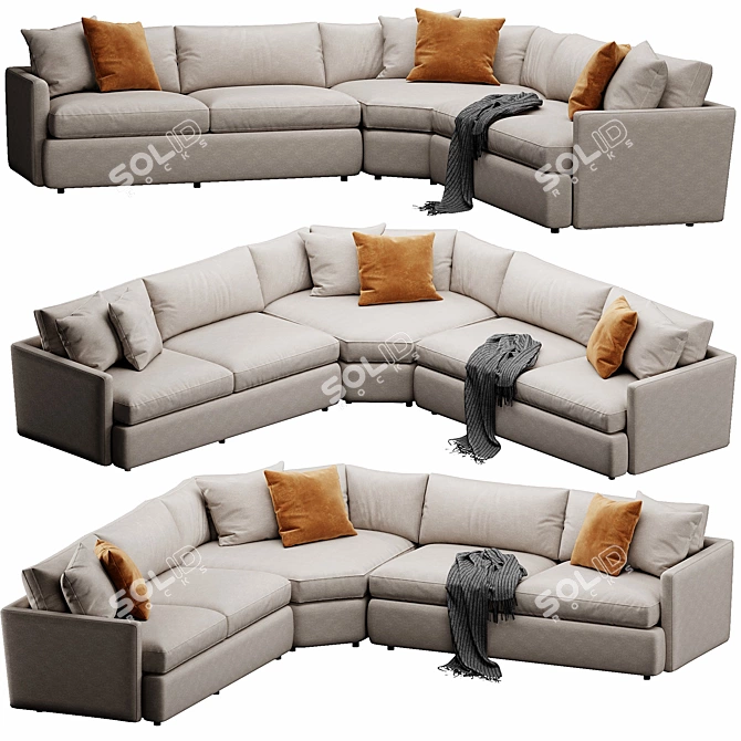 Versatile Velvet Lounge Sofa 3D model image 4